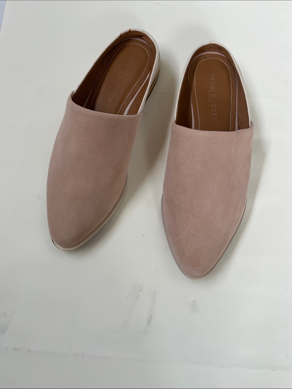 Kelsi Dagger Dusty Blush Suede Slip-On Mules